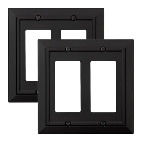 Classic Architecture Wall Plates,Light Switch covers, Electrical Outlet Covers, Duplex receptacle wall plates,Mid Size Bamboo Fiber Material Switch plates Matte Black (2 Gang Decorator 2PK) - style: 2 Gang Decorator 2PK