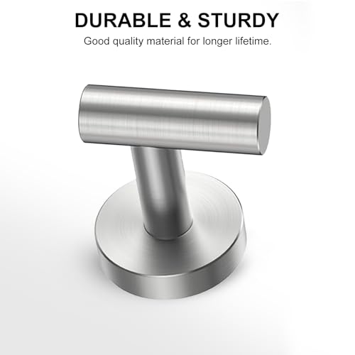 SetSail Towel Hooks for Bathrooms Screw-in 4 Packs Brushed Nickel Bathroom Towel Hook Wall Mounted Stainless Steel Shower Towel Hooks for Coat Hanging, Drill Hole - color: Silver