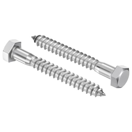 25 Pcs Hex Head Lag Screws 5/16" x2-1/2 SS 18-8 (304) Lag Bolts - color: Silver, size: 5/16"x2-1/2"
