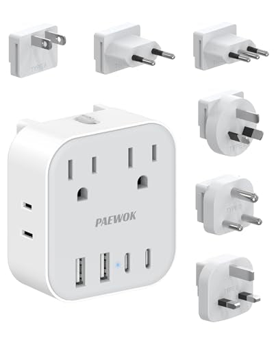European Travel Plug Adapter Set, 8-in-1 Travel Adapter with 4 Outlets - style: World Adapter+Type C/G/D/I/A/L