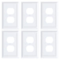6-Pack Natural Bamboo Fiber Duplex Outlet Cover Plate, Durable Wall Plate - color: Pure White, size: 1 Duplex 6PK