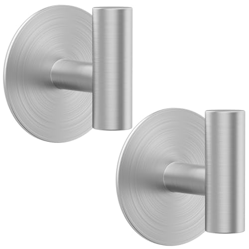 Bntuk Wall Towel Hooks, Adhesive Hooks for Coat Waterproof Shower Hooks - color: Sliver, size: 2 Pack