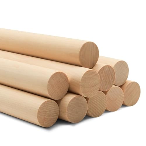 Albo 1" x 36" Wooden Dowel Rods Set - 10 Pack Birch Natural Long Craft Sticks Woodworking Furniture Garden Structures Hardwood Sanded Smooth Railings Supports Decor Crafts DIY Projects - size: 1" x 36" 10 Pcs
