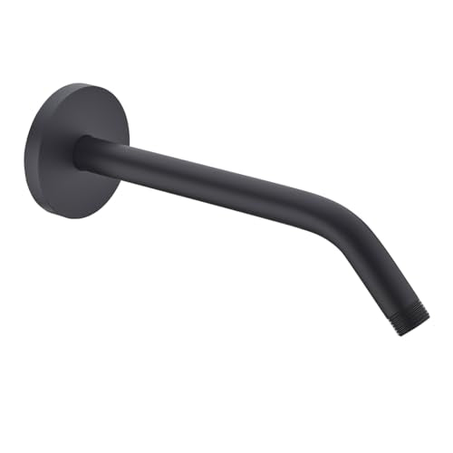 RANDOM Matte Black Shower Arm with Flange,10 Inch Rain Shower Head Extension Arm.RD91018-10-MB - color: 10″ Matte Black(Round Flange)