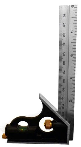 WEDGE 6" Combination Square & Level | Precision Measurements | Dual Function with Built-in Level | Durable Zinc Alloy Base | Great for Woodworking, Metalworking, DIY Projects