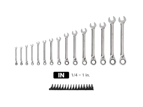 TEKTON Reversible Ratcheting Combination Wrench Set, 15-Piece | WRC94301 - size: 15-Piece (1/4-1 in.), style: Modular Wrench Organizer