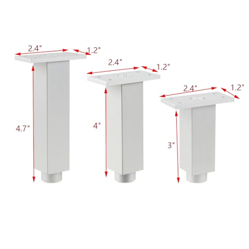 Geesatis Furniture Legs,Adjustable Square Rectangular Replacement Feet - color: White, size: 3inch