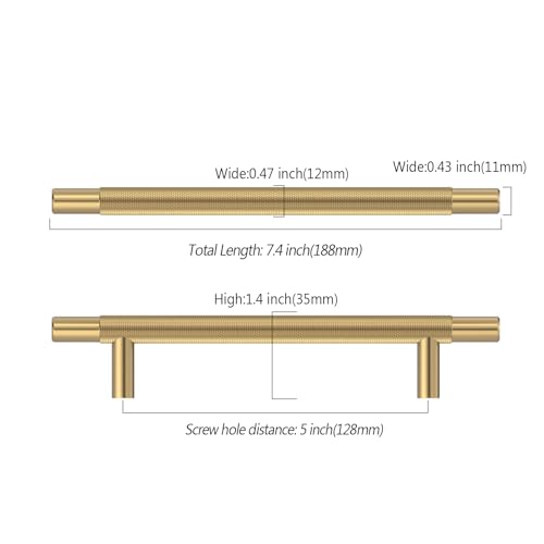 Asidrama 10 Pack 5 Inch(128mm) Champagne Bronze Knurled Kitchen Cabinet Handles, Cabinet Pulls Kitchen Cabinet Hardware for Cupboard Drawer Pulls - color: Champagne Bronze, size: 5" Hole Center