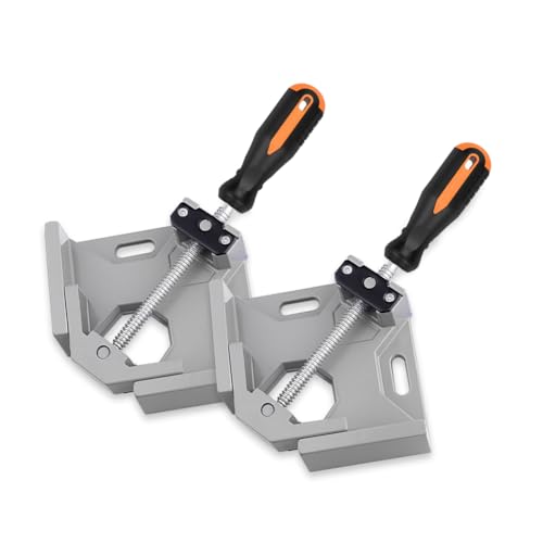 2 Pack Right Angle Clamp - 90 Degree Clamps for Woodworking, Single Handle Aluminum Alloy Corner Clamp with Adjustable Swing Jaw for Welding, Wood-Working, Drilling, Crafting Project - style: 2-Pack