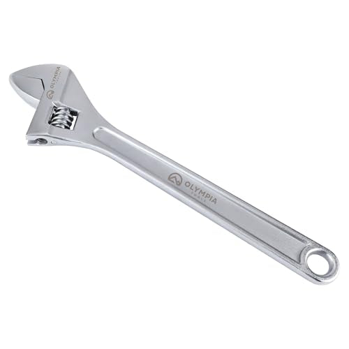 Olympia Tools 18" Adjustable Wrench, Heavy Duty Drop Forged Steel, Chrome Plated, Precision Machined Jaws, Rust Resistant - size: 18-Inch