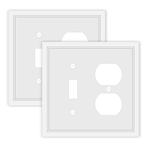 1 Toggle/1 Duplex Combo Light Switch Cover Plates - 2 Pack - size: 2 Gang Toggle/Duplex