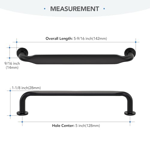 HOME EDIT Matte Black Solid Cabinet Handles & Pulls 5 Inch 10 Pack - color: Matte Black, size: 5 inches Hole Center