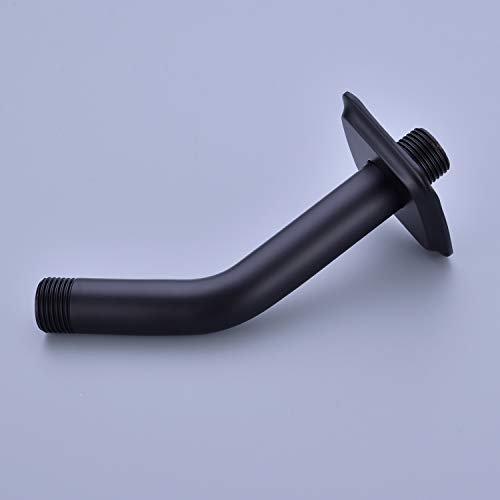 TRUSTMI 6-Inch Angled Shower Arm with Flange, Solid Stainless Steel, Wall Mounted Replacement Extension Tube for Fixed Shower Head, Matte Black - color: Matte Black