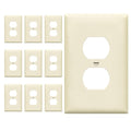 ENERLITES 10 Pack Mid-Size Duplex Outlet Covers Wall Plate, Light Almond - color: Light Almond, size: Mid-Size