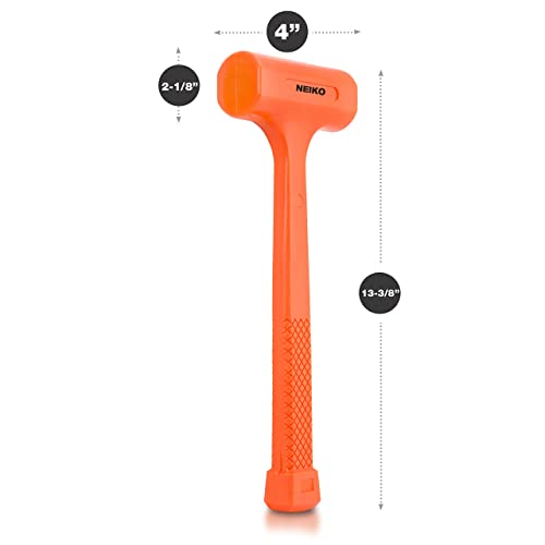 NEIKO 02847A 2 LB Dead Blow Hammer, Neon Orange | Unibody Molded | Checkered Grip | Spark and Rebound Resistant - size: 2 Pound, style: Dead Blow