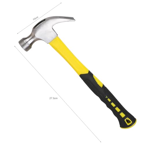 Yellow 11 oz Straight Rip Claw Hammer with Smooth Face Shock Reduction Grip Hammers Tools One Piece Forged Nail Hammer for House DIY