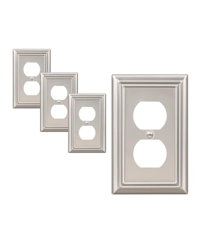 DEWENWILS 4-Pack Duplex Wall Plate, Metal Wall Outlet Cover - color: Brushed Nickel, size: 1 Duplex 4PK