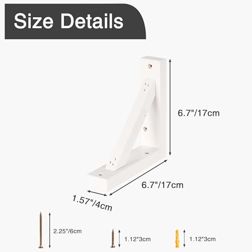 OVOV 2 Pack Wall Mount Wooden Shelf Brackets Triangle 7 Inch White - color: White, size: 7 Inch