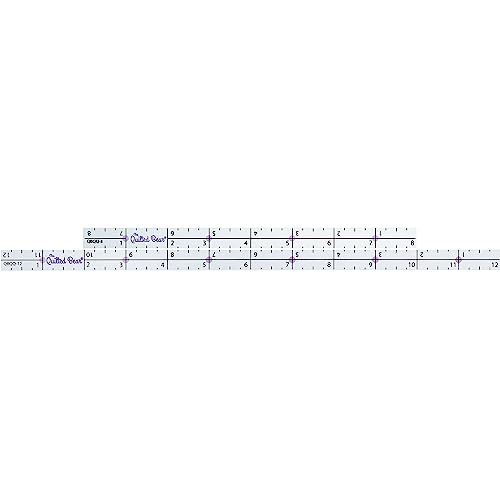 The Quilted Bear Quilter's Quarter Multipack - Transparent Acrylic Non Slip Quarter Inch Quilting, Patchwork & Sewing Ruler with ¼, ½, and 1" Markings (8 inch & 12 inch) - size: 8 Inch & 12 Inch (Set of 2)