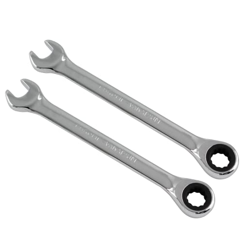 2 Pcs 8mm Ratchet Combination Wrench, Metric 72-Tooth - size: 8 mm