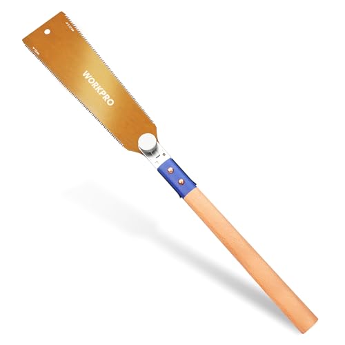 WORKPRO 10'' Japanese Pull Saw, Double-Edged Hand Saw with 7-10&18 TPI - size: 10'' - Wide Head