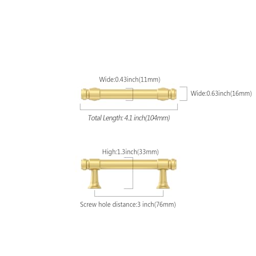 9BUILD 10 Pack 3 Inch Brushed Gold Cabinet Pulls,Kitchen Hardware - color: Brushed Gold, size: 3"/76MM Hole Center