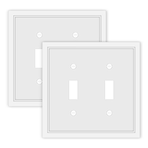 2 Pack Double Toggle Light Switch Cover Plate - size: 2 Gang Double Toggle