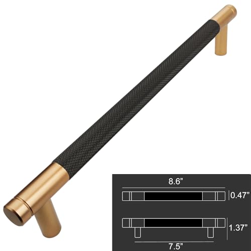 12 Pack 7 1/2 Inch 192 mm Bronze and Black Knurled Cabinet Handles Cabinet Pulls Aluminum Handles Pulls Oxidation Finish with Diamond Pattern pulls - color: Bronze and Black, size: 7 1/2 Inch