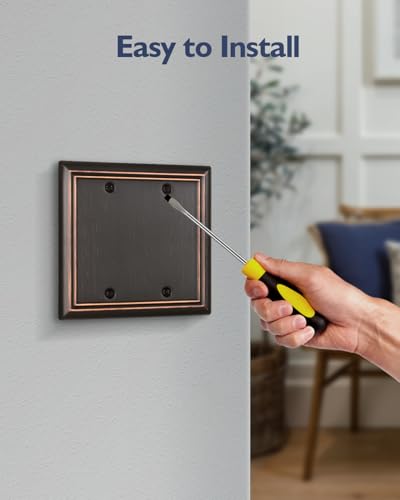Switch Plates Outlet Covers, 1-Pack Metal Wall Plate, Aged Bronze - color: Aged Bronze, size: 2 Blank 1PK