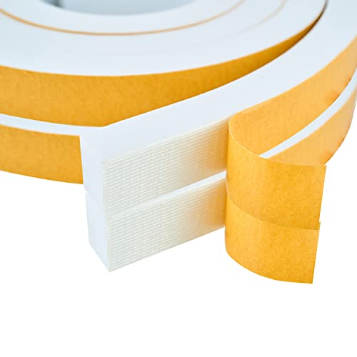 High Density Foam Weather Stripping Door Seal Strip Insulation Tape Roll for Insulating Door Frame, Window, Air Conditioner | Self Adhesive Sealing Weatherstrip (White, 1 in 3/4 in x 13 Ft) - color: White, size: 1 In x 3/4 In x 13 Ft