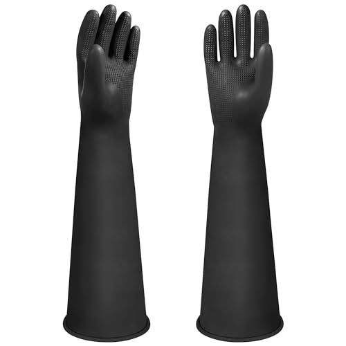 24" Chemical Resistant Glove, Reusable Heavy Duty Long Rubber Gloves - color: 24 Inch