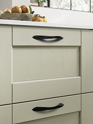 Black Cabinet Pulls 3-3/4 Inch Arch Twisted Matte Black Handles Drawer Kitchen Cupboard Bathroom Dresser Cabinet Hardware Zinc Alloy 10 Pack - color: Black, size: 3.75 inch Hole Centers