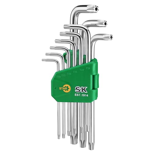 SK Allen Wrenches Sets, 9-Piece L-Shape Star Hex Key Set, S2 Steel - style: Star