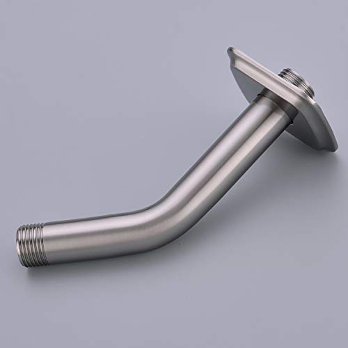 TRUSTMI Angled Shower Arm with Flange 6 Inch Stainless Steel Stream Shower Head Replacement Pipe Wall Mounted Extension Arm, Brushed Nickel - color: Brushed Nickel