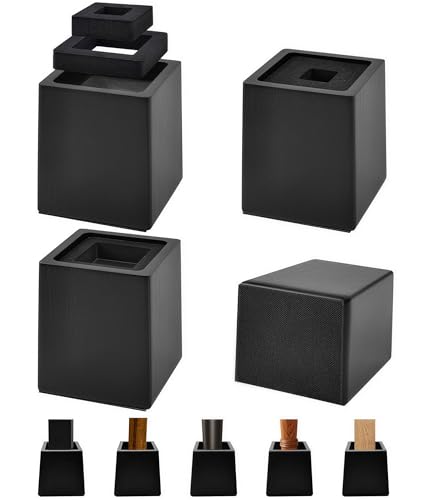 Wooden Bed Risers 5 Inch Heavy Duty, Support 2500 lbs, Black - color: Black, size: 5"H(Inner 4"H)