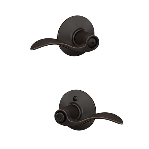Schlage F40 ACC 716 Accent Door Lever, Bed & Bath Privacy Lock, Aged Bronze - color: Aged Bronze, size: Standard
