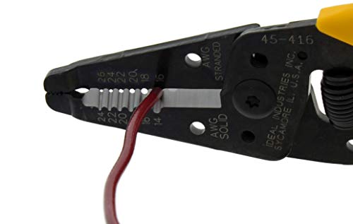 IDEAL Electrical 45-416 Premium Reflex T-6 Stripper - 14-26 AWG, Wire Stripper with Thumb Rest, Plier Nose, Slide Lock, Textured Grips - size: 14-24 AWG Solid