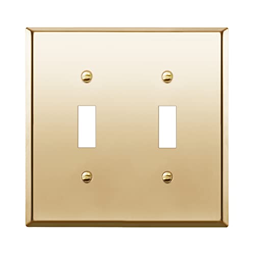 ENERLITES Double Toggle Switch Metal Wall Plate, 2-Gang, Polished Brass - color: Polished Brass, size: Standard Size