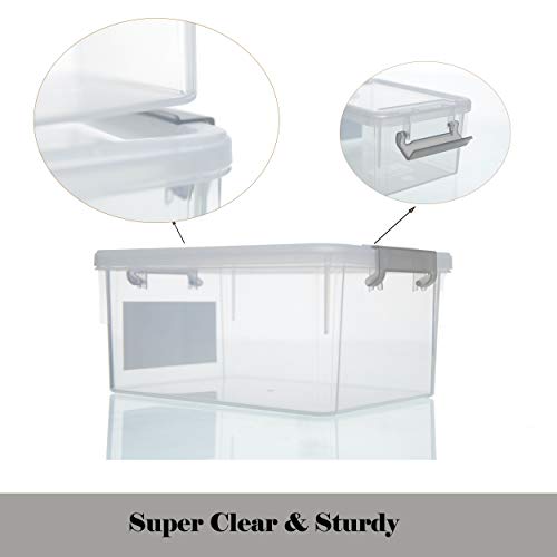 Citylife 10Packs 1.3Qt Small Storage Bins with Lids,Stackable Clear - color: Clear White, size: 1.3 QT(10 Pack)