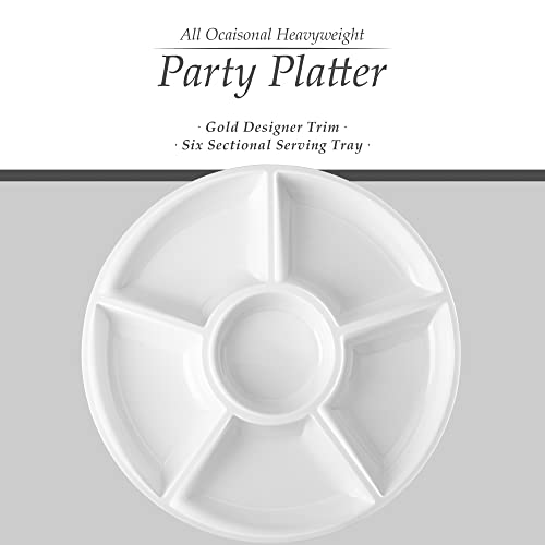 Plasticpro 6 Sectional Round Plastic Serving Tray/Platter (2, White) - color: White