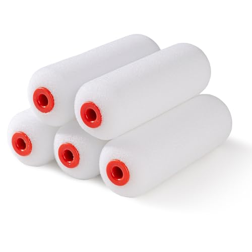 Mister Rui 4 Inch Foam Paint Roller Covers, 30 kg/m³, 5 Pack - size: 30 kg/m³, 5 Pack
