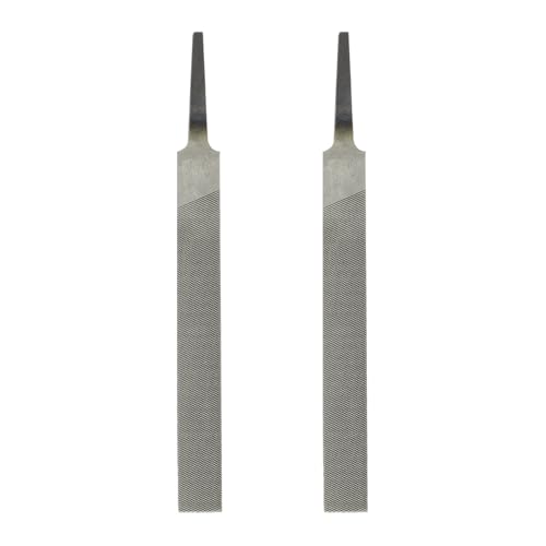 HARFINGTON 2pcs Flat Medium Cut File 4" Double Cut Teeth High Carbon Steel Hand Rasp File without Handle for Metal Wood Deburring Removing - size: 4", style: Medium