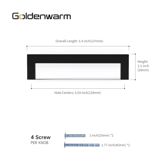 Goldenwarm 5 Inch 10 Pack Black Cabinet Handles Kitchen Drawer Pulls - color: Black, size: 5'' Hole Center