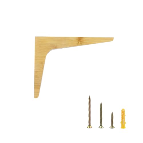 Antrader 2PCS Wall Mount Wooden Shelf Brackets,7.6"×5.8"×0.8",Light Brown - color: Light Brown, size: 7.6"×5.8"×0.8",2pcs