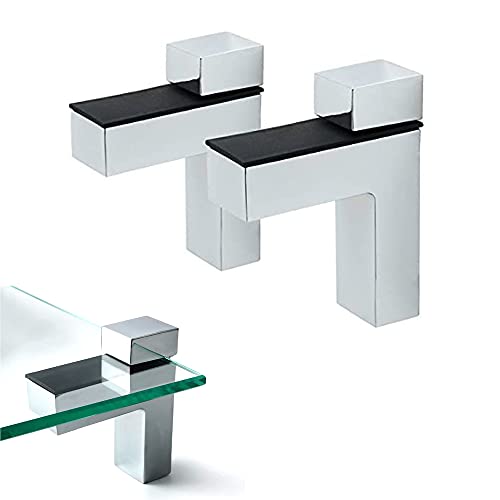 AWEN Solid Metal Adjustable Wood/Glass Shelf Bracket Wall Mount, 2 Pcs (Polished Chrome) - size: Polished Chrome-2pcs