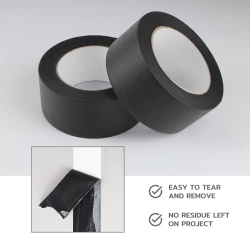 Lichamp Wide Black Painters Tape 2 inch, 1pc Medium Adhesive Black Masking Tape, 1.95 inches x 55 Yards - size: 2 inches