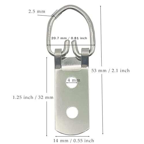 D Ring Picture Hangers, Bulk Steel Small D Rings, Pro Quality D Rings, Picture Hang Solutions for Mirror, Clock, Decoration, Paintings, Artwork Picture