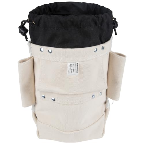 Klein Tools 5416TCP Tool Bag, Extra Tall Top Closing Bolt Bag with 3-Inch Drawstring, Heavy-Duty No. 4 Canvas, 5 x 12 x 9-Inch - size: Extra Tall