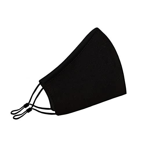 Washable Face Mask with Adjustable Ear Loops & Nose Wire - 3 Layers, Made in USA - color: Solid - Black