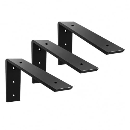 WINKER Countertop Support Bracket 3 Pack Heavy Duty 3/8" Thick Hidden L Shelf Bracket 8" x 6" x 2.5" Metal Corbels for Quartz/Granite/Wood/Concrete/Laminate Countertops, Black - size: 8″x6″x2.5″-3/8" thick, style: Black-3Pack